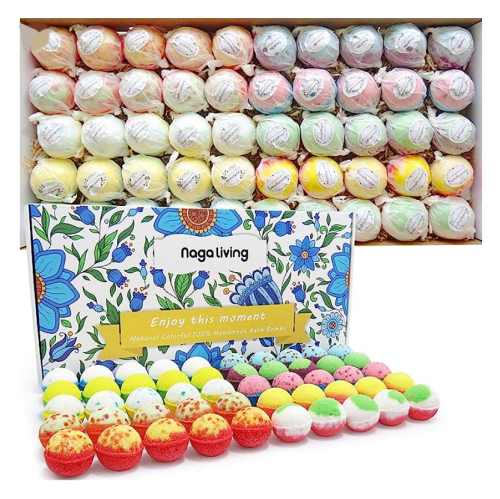 Organic bath bombs gift set bulk A gift set of 50 Pcs in a selection of fascinating colors that make so much fun