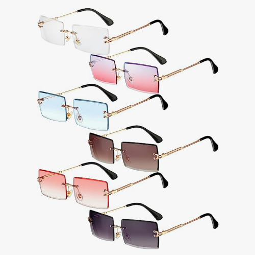 Sunglasses frameless rectangular bulk cheap Pack of 6 pairs of insanely cool glasses that are suitable for men and women