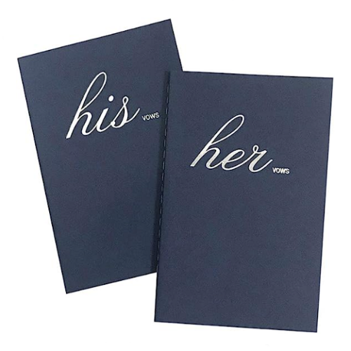 Wedding vows booklet set for wedding Navy Blue White Wedding Vow Book His and Her Set of 2 Bridal Shower Gifts Journal