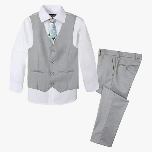 Boys’ formal vest suit Formal 4-Piece Vest Suit Set with...