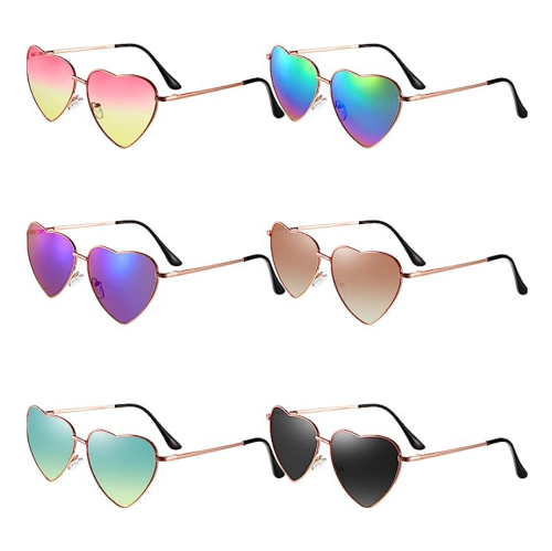 Heart shaped sunglasses bulk 6 pairs of Stunning and high-quality heart-shaped sunglasses, in a huge variety of beautiful colors to choose from