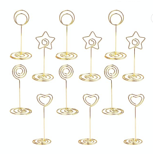 Place card holders wedding bulk Seating cards holders in a particularly charming design with various shapes in gold or rose gold – Pack of 12