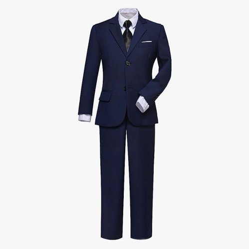 Ring bearer outfit toddler An elegant 5-piece suit tailored and simply stunning in a selection of colors, including blue, white, black, gray and more – Suitable for ages 2-14 years