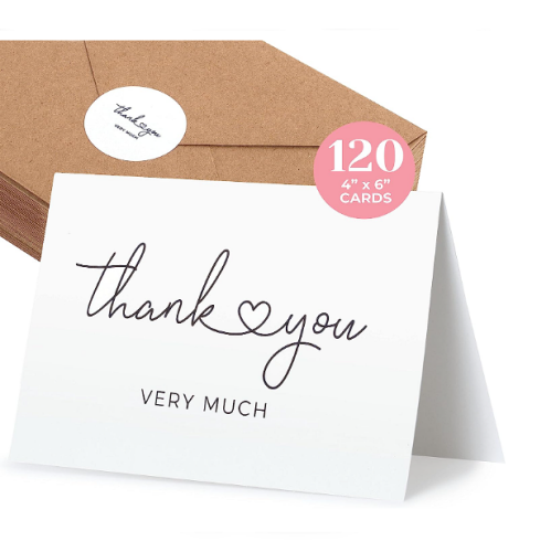 Wedding thank you cards bulk 120 Thank You Cards to Express Gratitude with Envelopes & Stickers