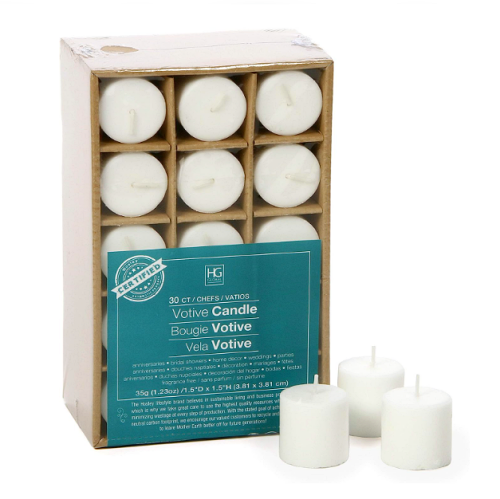 White votive candles bulk An affordable package of 30 beautifully designed white candles for a variety of uses for amazing decoration of the event