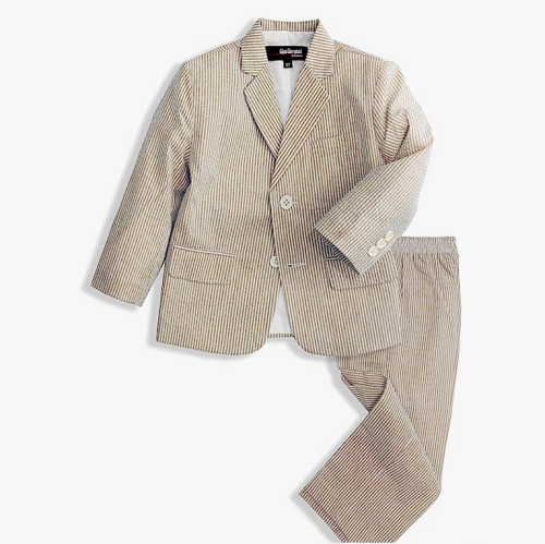 Infant baby boy suit set Boy’s Seersucker Traditional Jacket And pants Set – Sizes: 3 months – 20