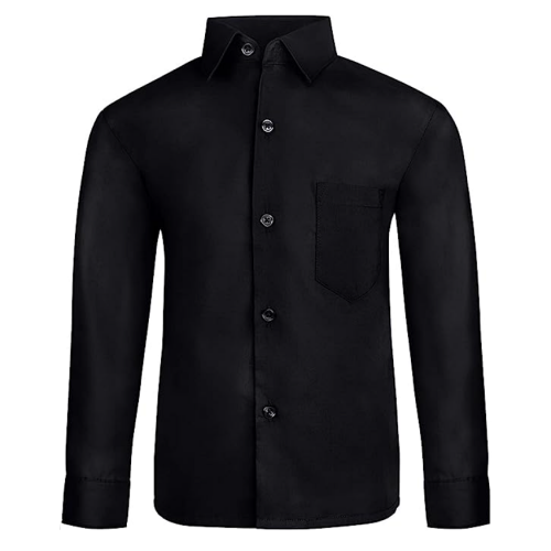 Boy long sleeve button down dress shirts black Sizes 2T -18 A stunning and popular selection of colors – Cozy cotton fabric