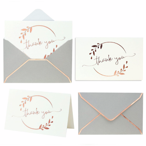 Thank you cards with envelopes wedding bulk Rose Gold 36 Pcs Classy design with goldfoil letterings