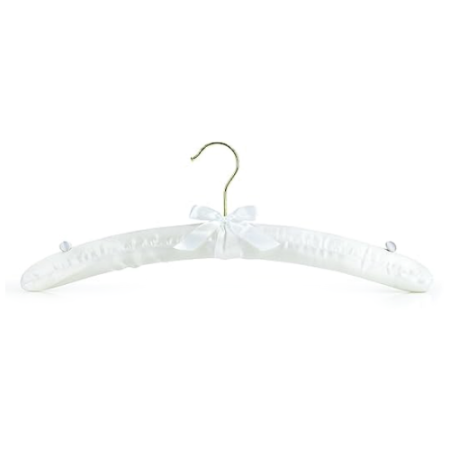 White satin padded hangers to decorate the closet with a...