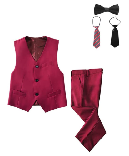 New Boy's Kid's formal Tuxedo Vest Waistcoat & Necktie hot pink US size 2-14 