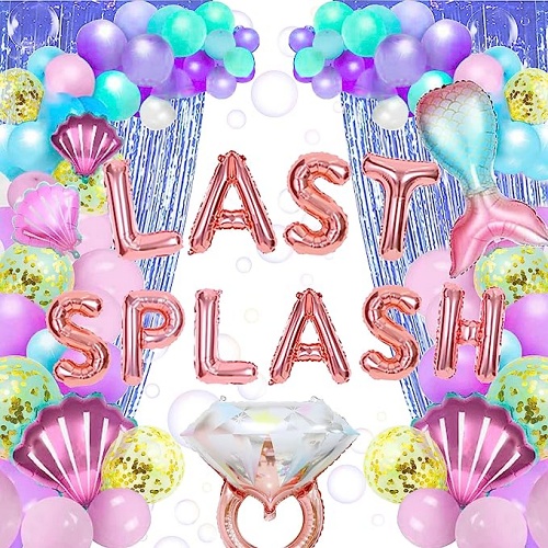 Mermaid bachelorette party decorations 98 PCS Luxury Last Splash Balloons Set With Glitter Tinssel Curtain
