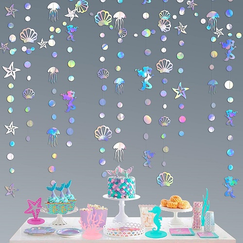 Colorful mermaid garland Breathtaking and holographic design featuring ocean themed...