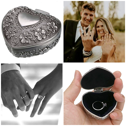 Bodhi2000® Romantic Rose Wedding Ring Cushion Heart Ring Pillow Jewelry Box 
