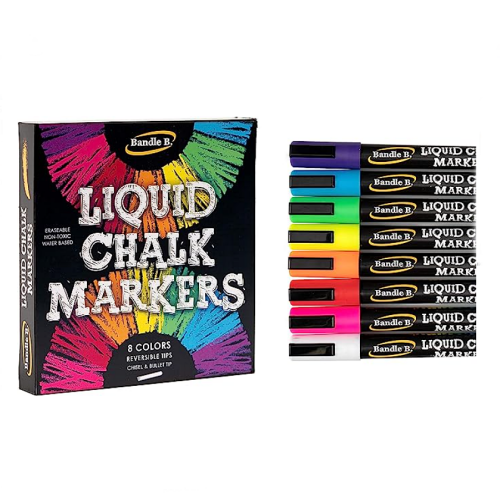 Liquid chalk markers 8 spectacular colors erasable non-toxic water-based and...