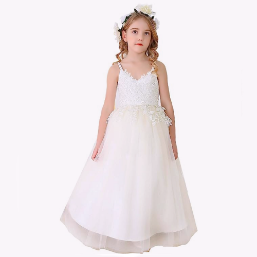 Elegant flower girl dress wedding woven with spectacular lace with...