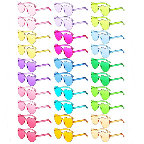 Heart shaped rimless sunglasses bulk cheap in spectacular and flattering pastel colors – pack of 30 pairs