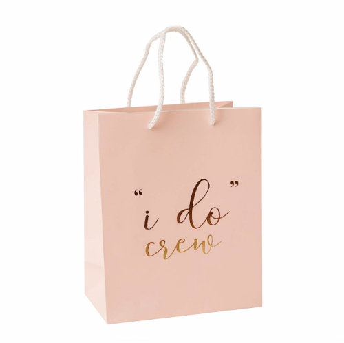 I do crew gift bags bulk in a clean rose gold design with gold foil lettering – Luxurious, sophisticated and charming! Pack of 12