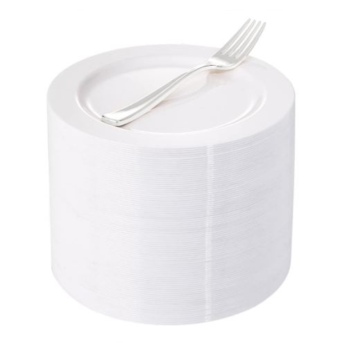 White plastic plates for wedding Super affordable pack of 200...