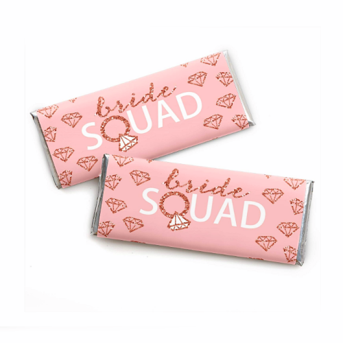 Affordable bachelorette party favors 24 wrappers Bride Squad chocolate tablets wrapper – An easy and affordable DIY gift