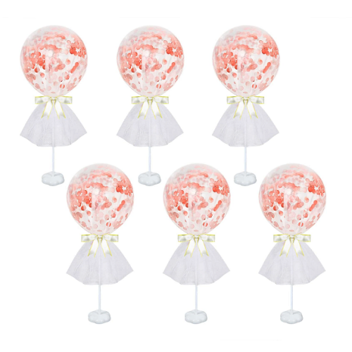 Tutu balloon centerpieces and stand Pack of 6 confetti balloons on stands with a tutu skirts and a ribbons – Huge selection of colors