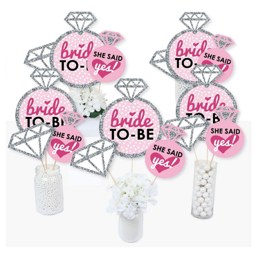 Bachelorette table toppers bulk Set of 15 Pink and silver party table decorations