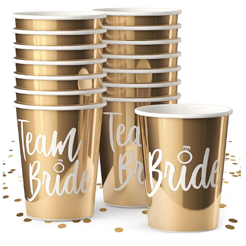 Bachelorette drinking cups Set of 14 golden cups Team Bride...