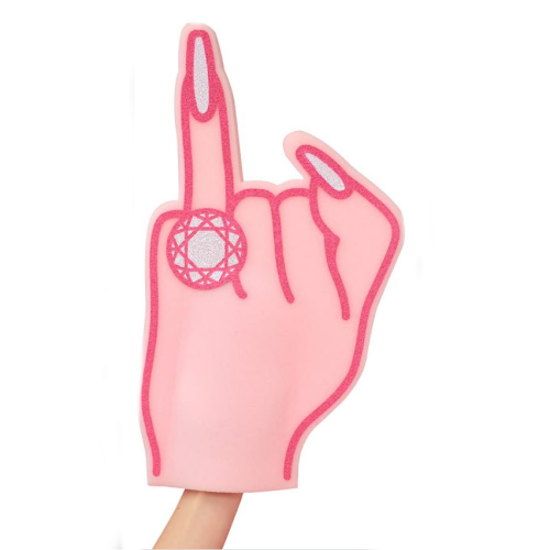 Engagement ring foam finger A giant foam finger glove in bright pink – The most awesome photo prop ever