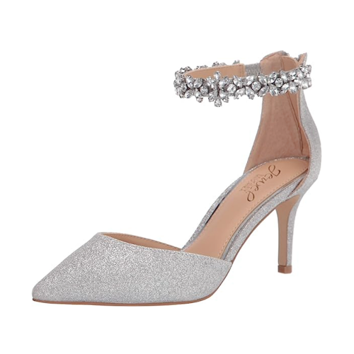 Jewel badgley mischka wedding shoes in a particularly spectacular design with an ankle strap and sparkling crystals