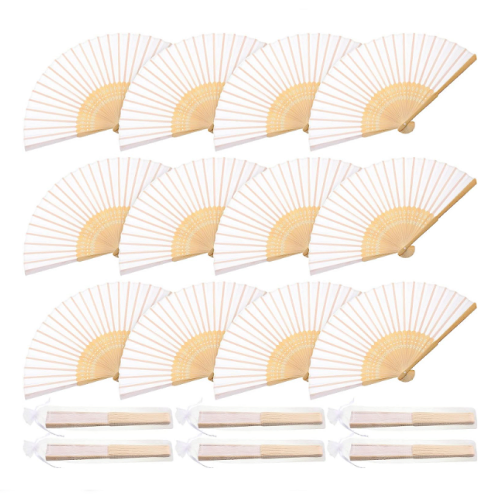 Affordable folding hand fans 60 Pieces Silk Hand Fans with...