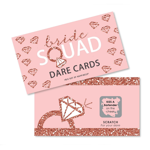 Bachelorette party dare cards Bride Squad Rose Gold Scratch-Off Dare Cards INCLUDES 22 bridal shower or bachelorette party game cards with unique dares on each card