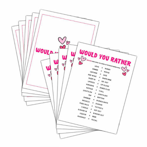 Would you rather questions for bachelorette party 30 Game Cards...