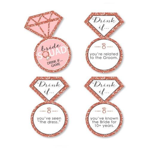 Drink if bachelorette game questions Rose Gold Bridal Shower or Bachelorette Party Game – 24 Count