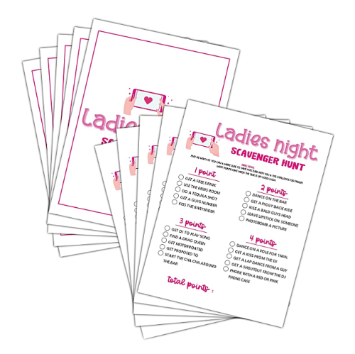 Scavenger hunt game bachelorette party Fun Girls Night In Girls Night On Bridal Shower or Bachelorette Party Game – Games for Adults – 30 Game Cards