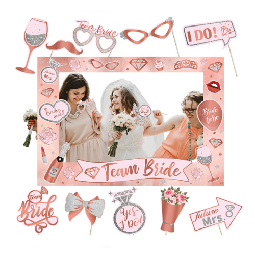 Bachelorette photo booth frame and stunning selfie accessories Spectacular rose...
