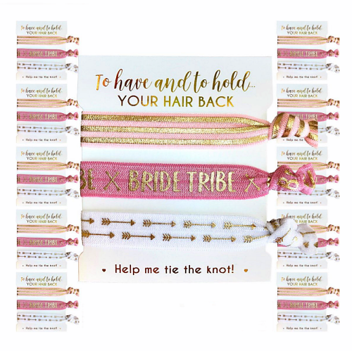Bachelorette gift hair ties Pack of 10 cards with 3 hair ties in breathtaking combinations of colors and prints! You will wear these beauties long after the party