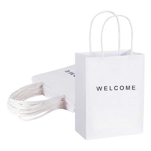 Wedding welcome gift bags with inscription that creates a feeling...