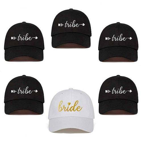 Bachelorette party baseball hats bulk in a fashionable style with a variety of prints to choose from – Set of 6 including 1 for the bride