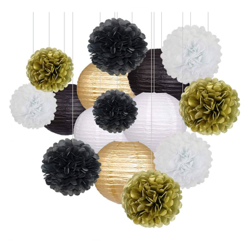 Green black and gold party decorations Pack of Chinese paper...