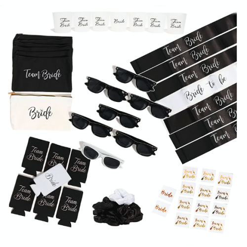 Classy bachelorette party favors Huge gift package with 56 pcs that contains a variety of treats for 6 participants including the bride