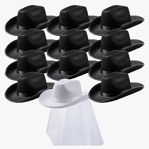 Bachelorette cowgirl hats black bulk Set of 12 black cowgirl...