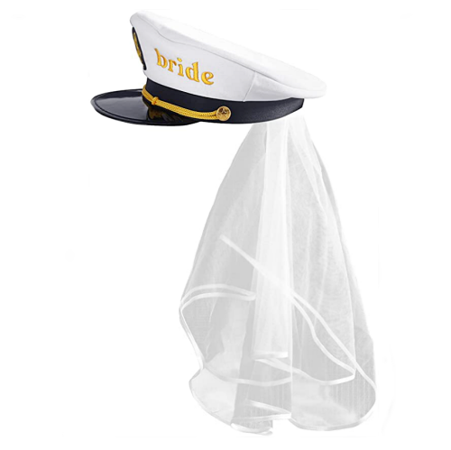 Bride sailor hat with veil with the inscription BRIDE and...