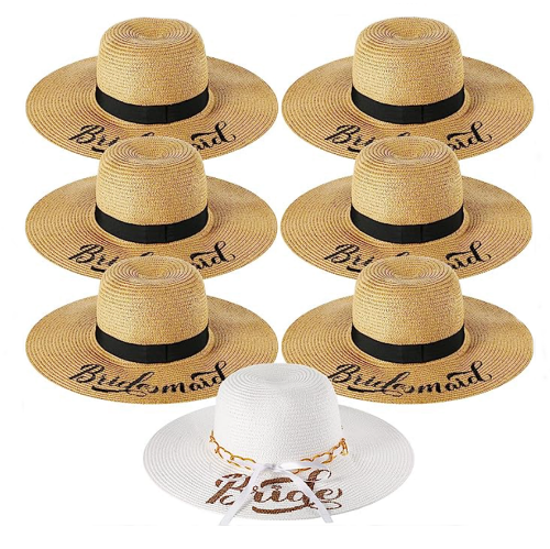 Bachelorette floppy hat beach Set of 7 Bridesmaid \ Bride...