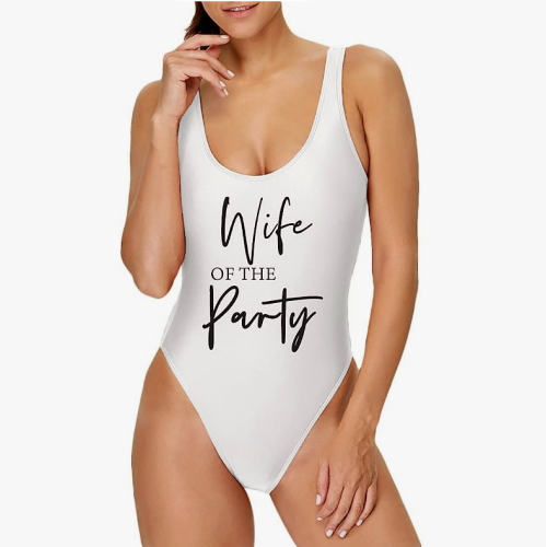 Wife of the party one piece swimsuit australia Selection of one piece swimsuits with inscriptions on the subject of a bachelorette party for the bride or for girls – Variety of colors and sizes