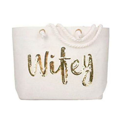 Beach bag bride Large, high-quality beach bag Gift for the bride with a selection of inscriptions in sparkling sequins – The perfect gift!