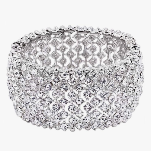 Bridal gold rhinestone bracelet Stretchy and comfortable crystal bangle bracelet...