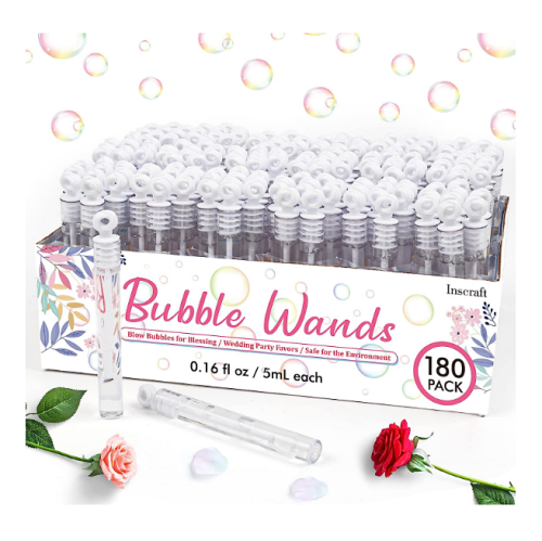 Wedding bubble containers A box of 180 soap bubble wands...
