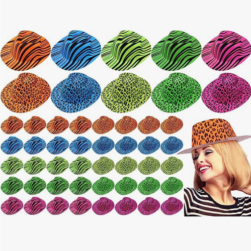 Plastic party hats in bulk 50 tiger print gangster hats...