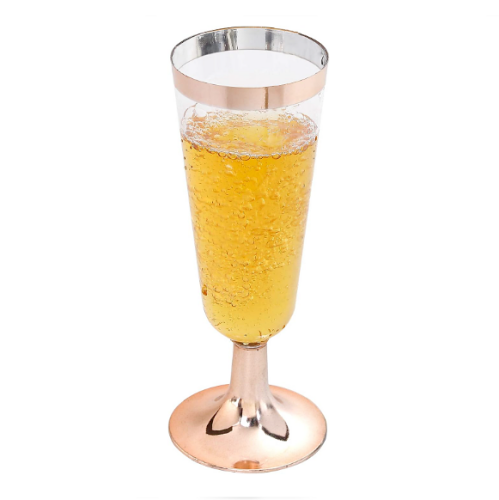 Rose gold champagne flutes disposable Package of 50 designed, high-quality and luxurious glasses in rose gold / gold / silver colors – Perfect for events
