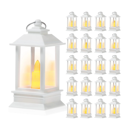 Vintage style decorative small lantern wedding decor A huge package of 24 lamps with LED candles without flame and without risk for breathtaking decoration and a dreamy atmosphere