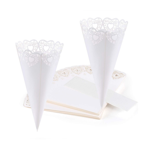 Wedding confetti cones white bulk Pack of 100 paper cones to fill with confetti or petals to throw in the happiest moments